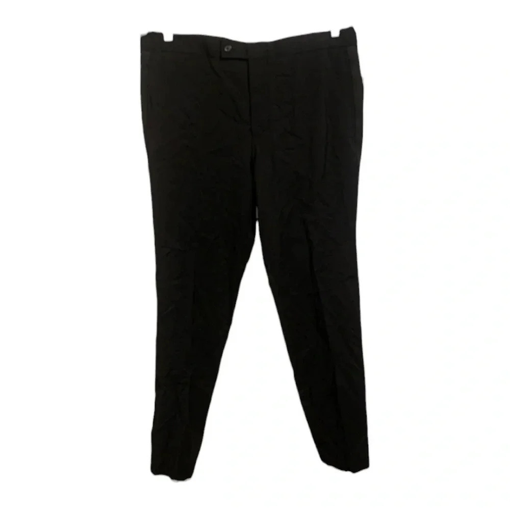 Hugo Boss  Men's Cary Grant Black Trousers Virgin Wool Side Pinstripe 42R
